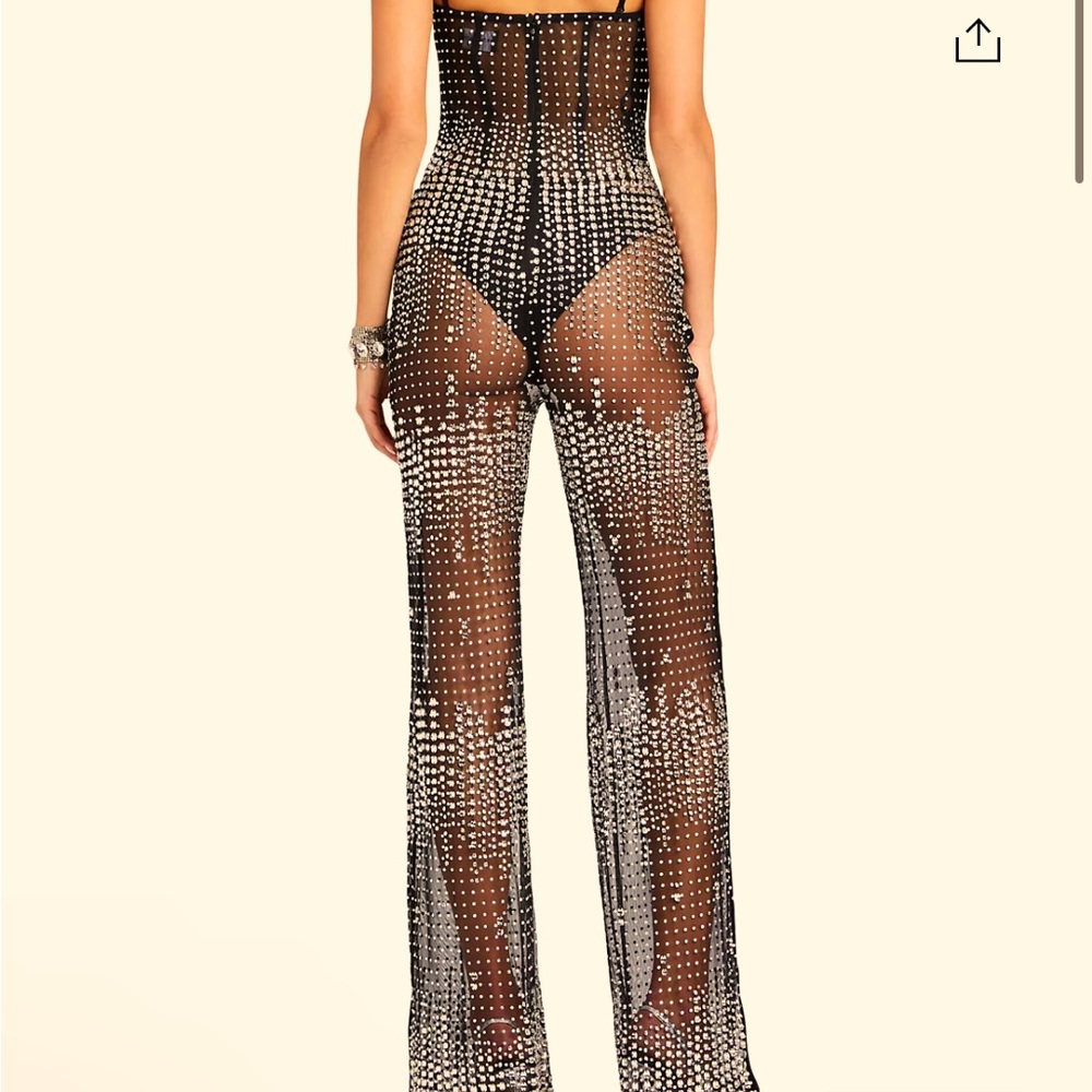 Sheer jumpsuit - Black sheer crystals - Picture 5 of 6
